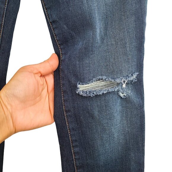 Current Elliot Stilleto Typhoon Destroy Dark Wash Distressed Denim Jeans - Picture 5 of 10